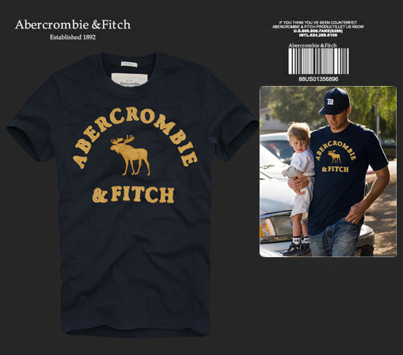 Abercrombie Fitch Hombres De Cuello Redondo Con Gente Fotos Corto Remera AF5654